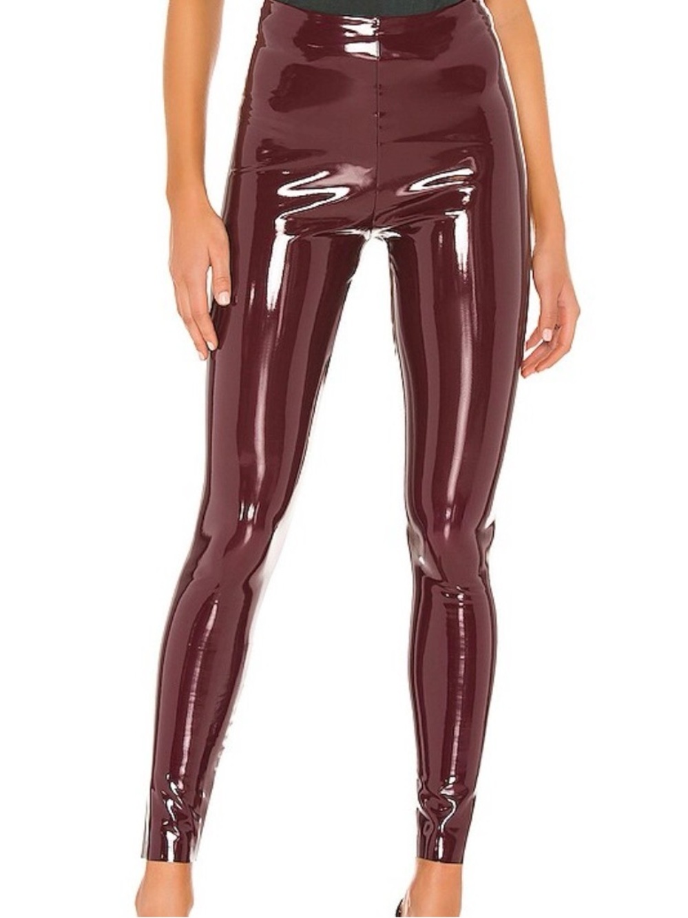 SPANX Glossy Burgundy Vegan Leather Jacket